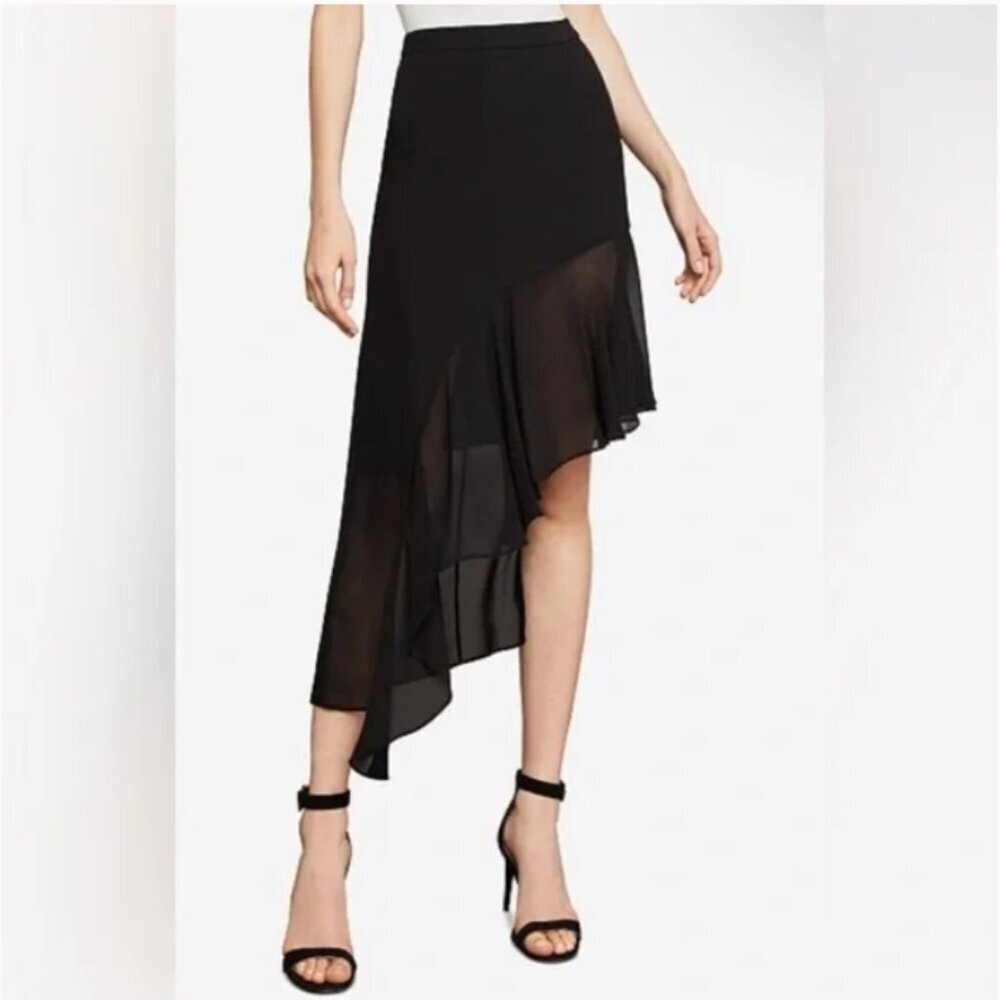 BCBGMaxazria Sheer Asymmetrical Skirt – Black, Size S, NWT